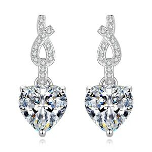 Elegant Silver Heart Drop Earrings